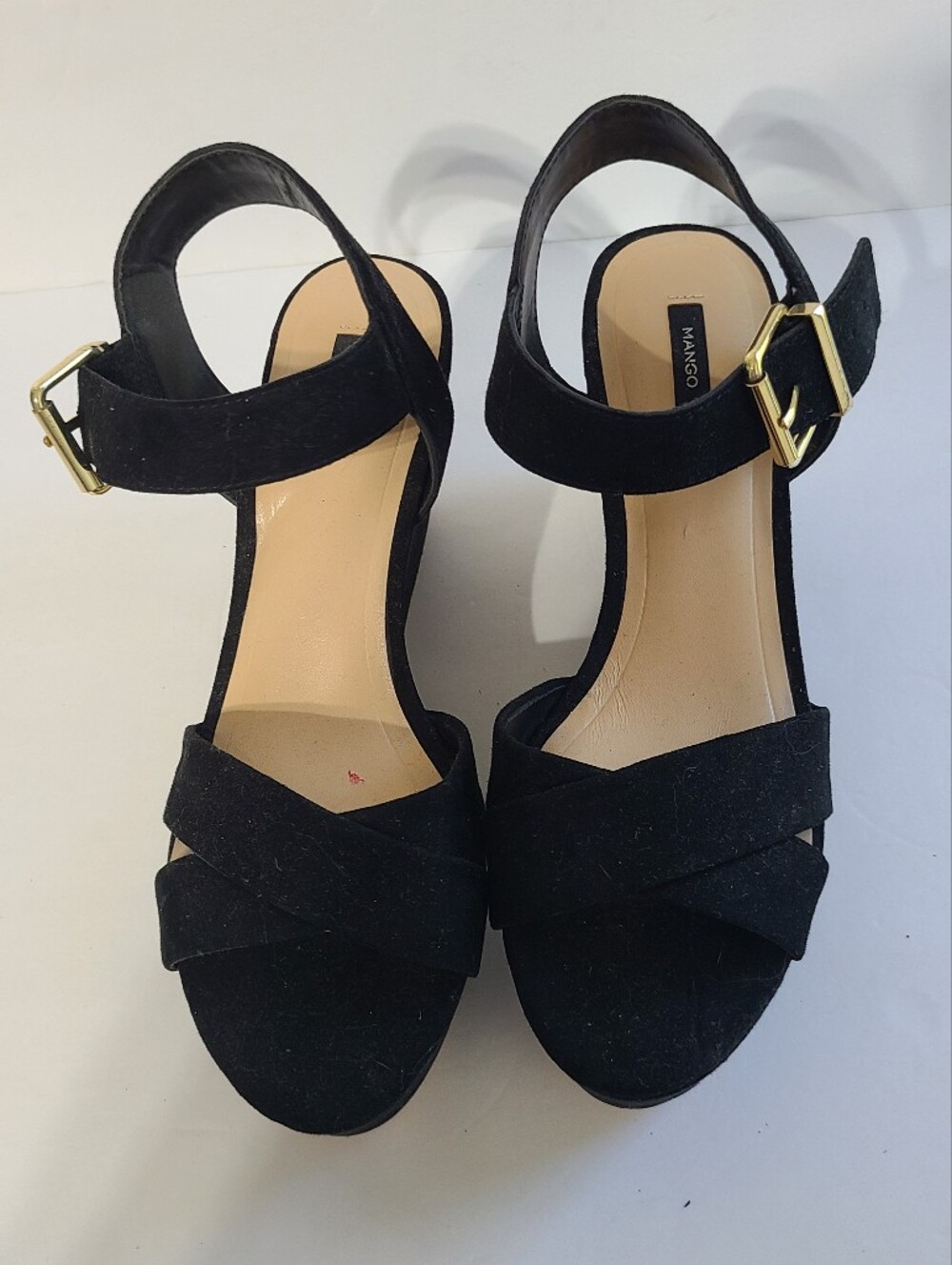 Mango Faux-Suede Platform Wedge Sandals